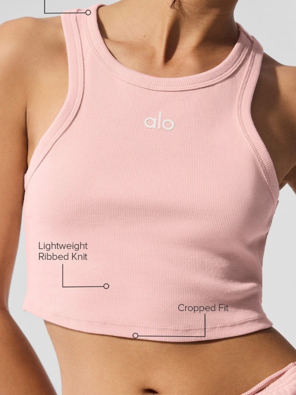 ALO Yoga Ribbed Cropped Tank Top - Light Pink